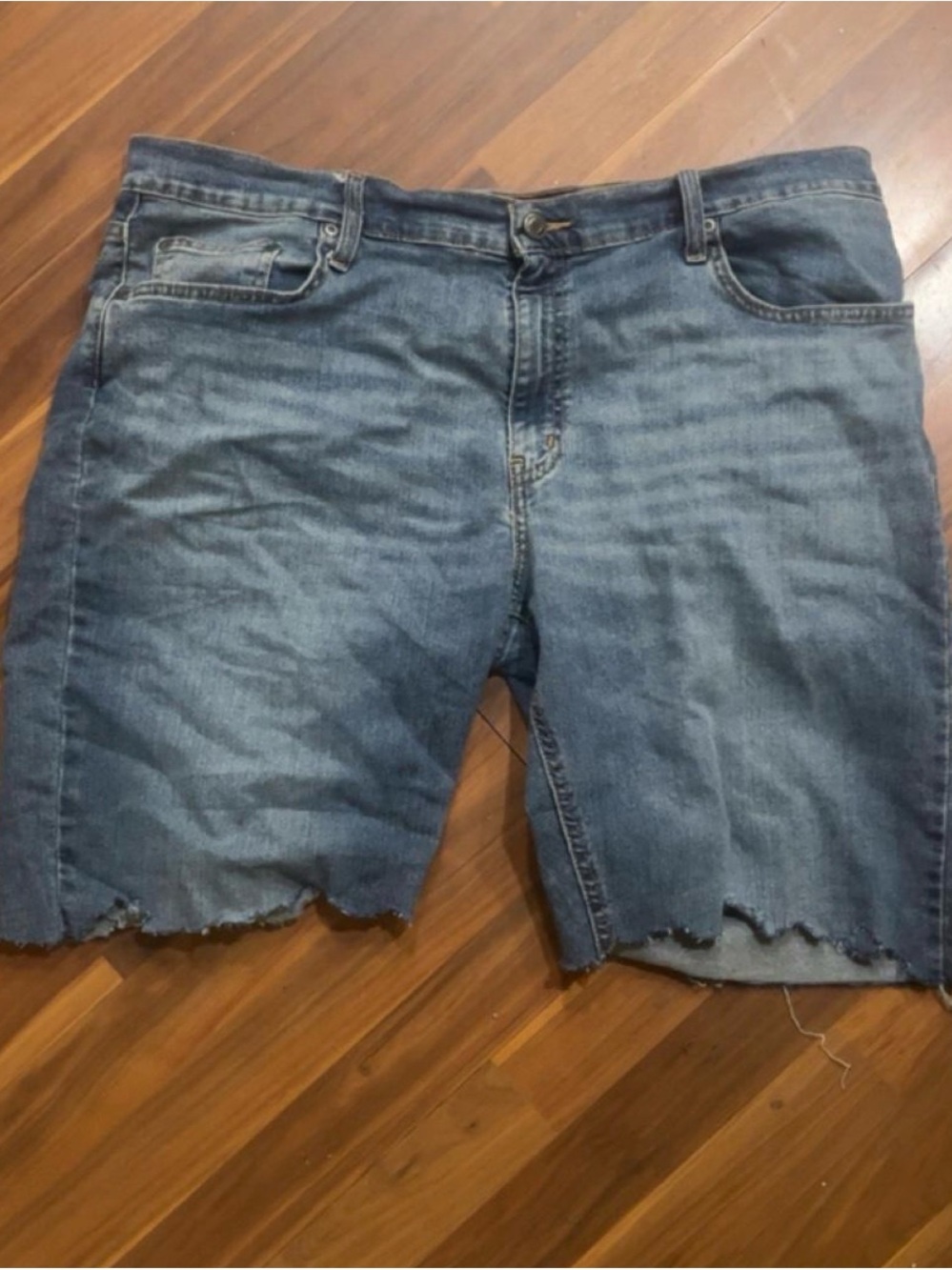 George Men's Distressed Blue Denim Cut-Off Shorts